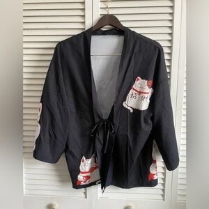 3/4 Sleeve Loose fit
Lucky Cat Shawl Kimono